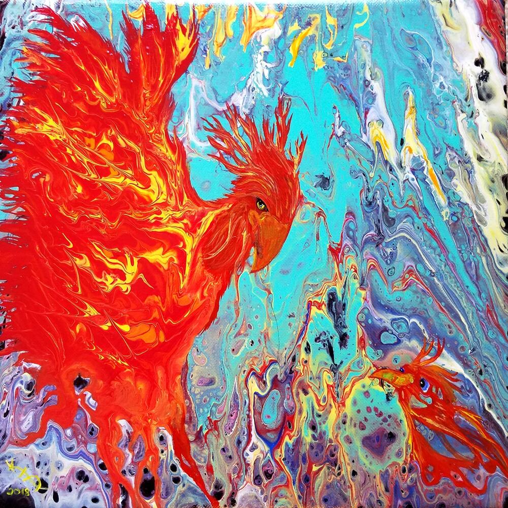 Birthplace of the Phoenix Art Print from my Original Work 12" x 12" Acid Free